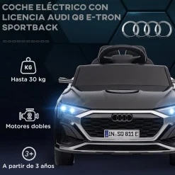 Coche Eléctrico Audi Q8 Etron Sportback 12V Negro Vehículos De Batería O A Pedales