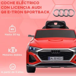Coche Eléctrico Infantil Audi Q8 Etron Sportback 12V Rojo*AIYAPLAY Hot