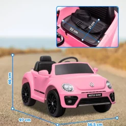 Best Coche eléctrico Volkswagen Beetle Rosa Vehículos De Batería O A Pedales