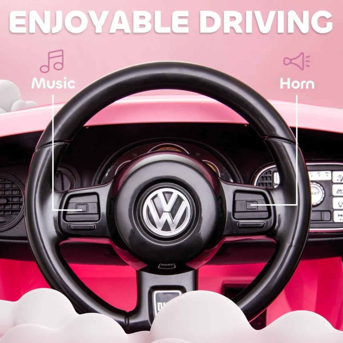 Best Coche eléctrico Volkswagen Beetle Rosa Vehículos De Batería O A Pedales