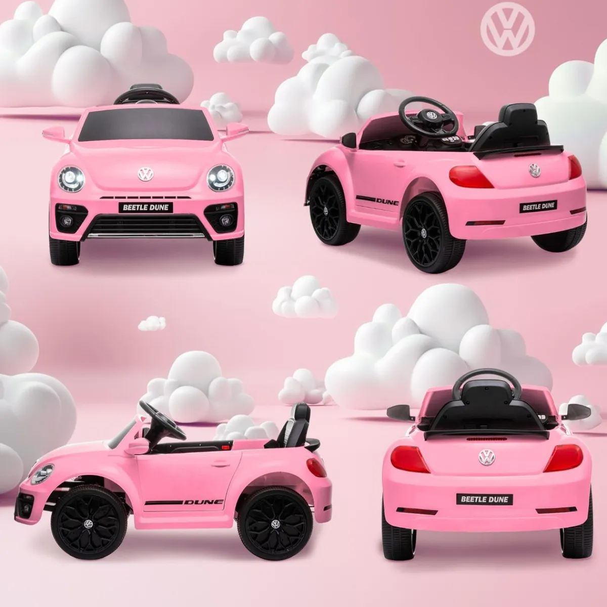 Best Coche eléctrico Volkswagen Beetle Rosa Vehículos De Batería O A Pedales