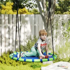 New Columpio exterior para niños Azul Columpios