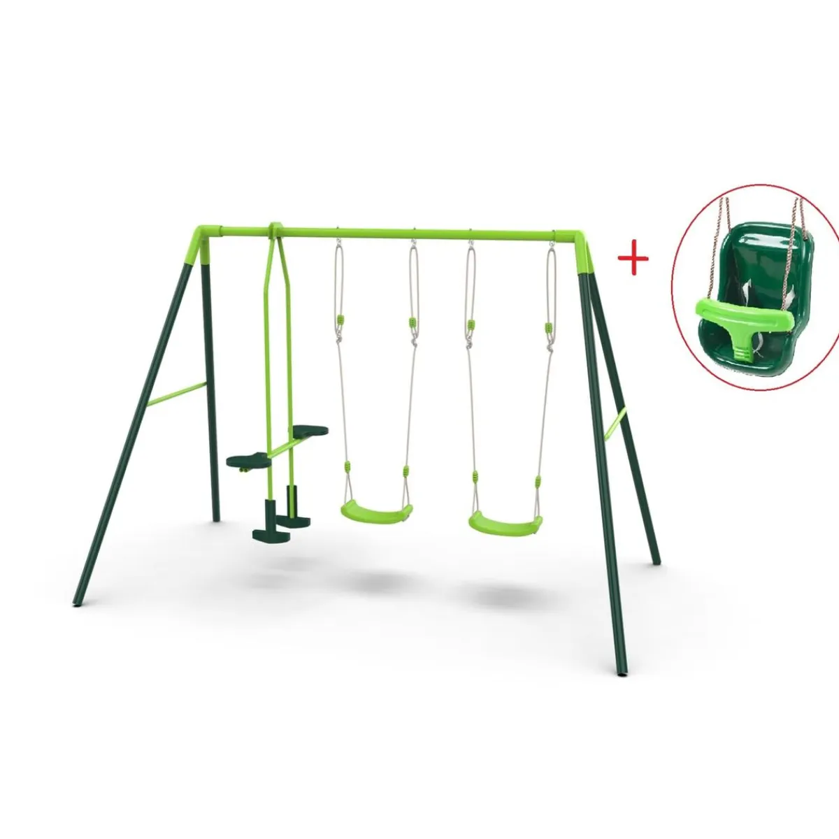 Columpio metálico triple Gingo + asiento bebé*MASGAMES Clearance