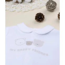Conjunto 2 piezas de bebé en terciopelo blanco y beige con ositos*Prenatal Sale