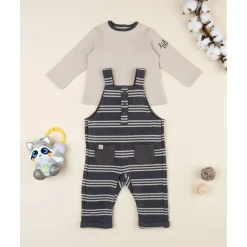 Conjunto bebé con peto gris y marrón*Prenatal Best