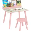 Conjunto de mesa y silla con estante integrado Rosa*AIYAPLAY Outlet