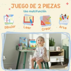 Conjunto de mesa y silla con estante integrado Verde*AIYAPLAY Sale