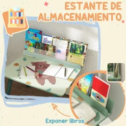 Conjunto de mesa y silla con estante integrado Verde*AIYAPLAY Sale