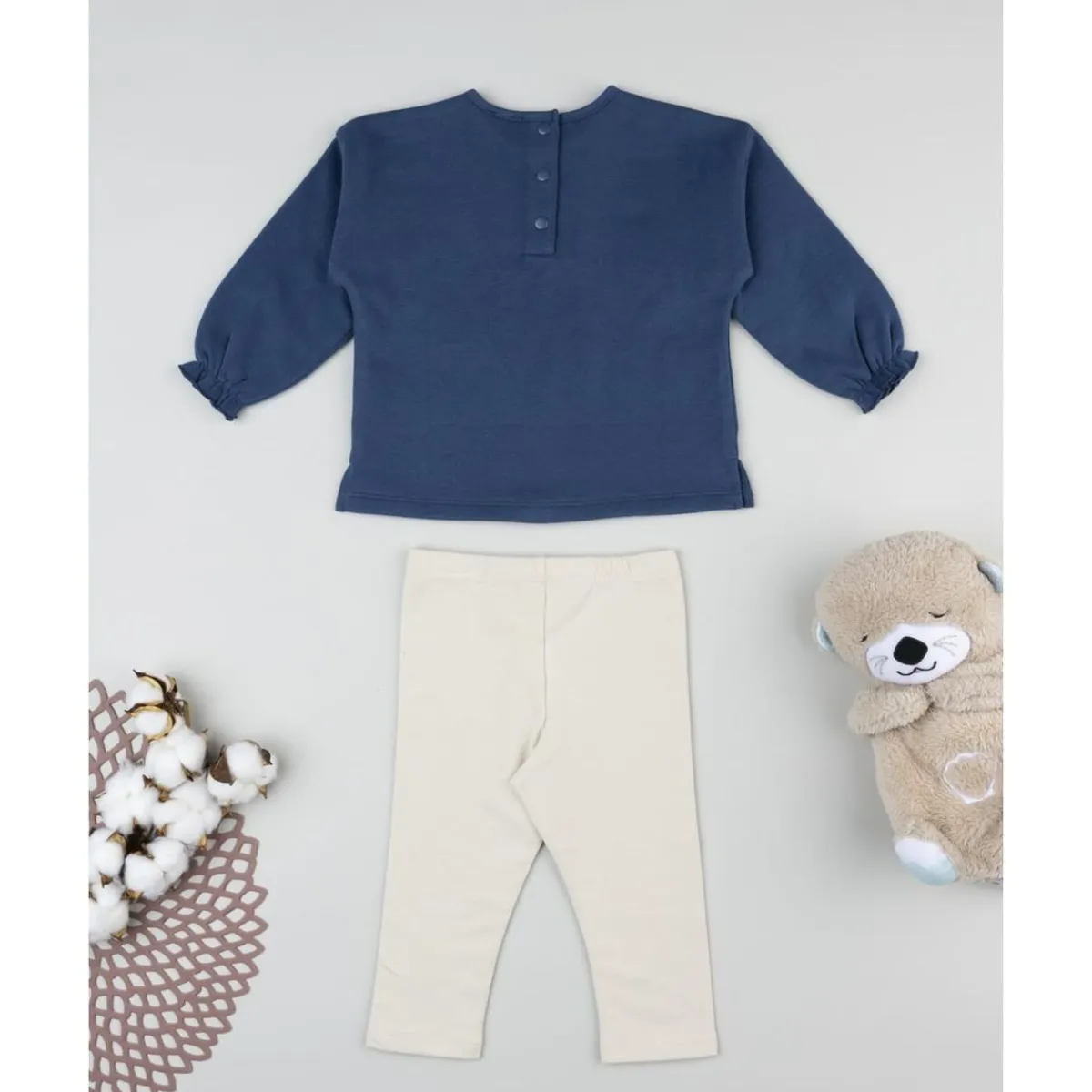 Conjunto jogging azul y beige para niña con perrito*Prenatal Sale