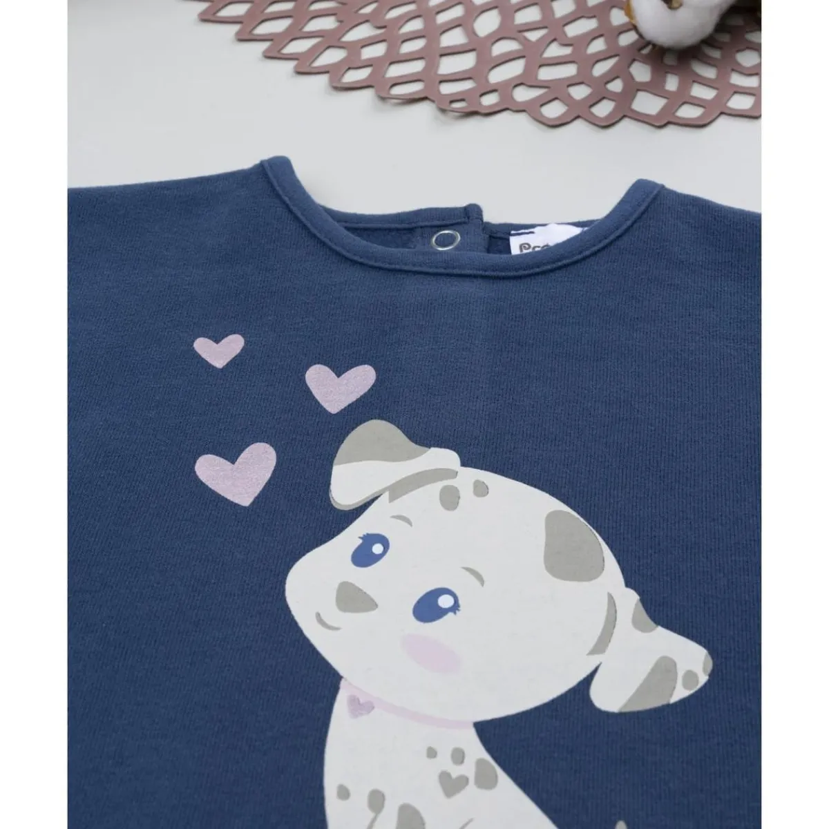 Conjunto jogging azul y beige para niña con perrito*Prenatal Sale