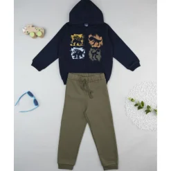 Conjunto jogging azul y verde con capucha para niño*Prenatal New