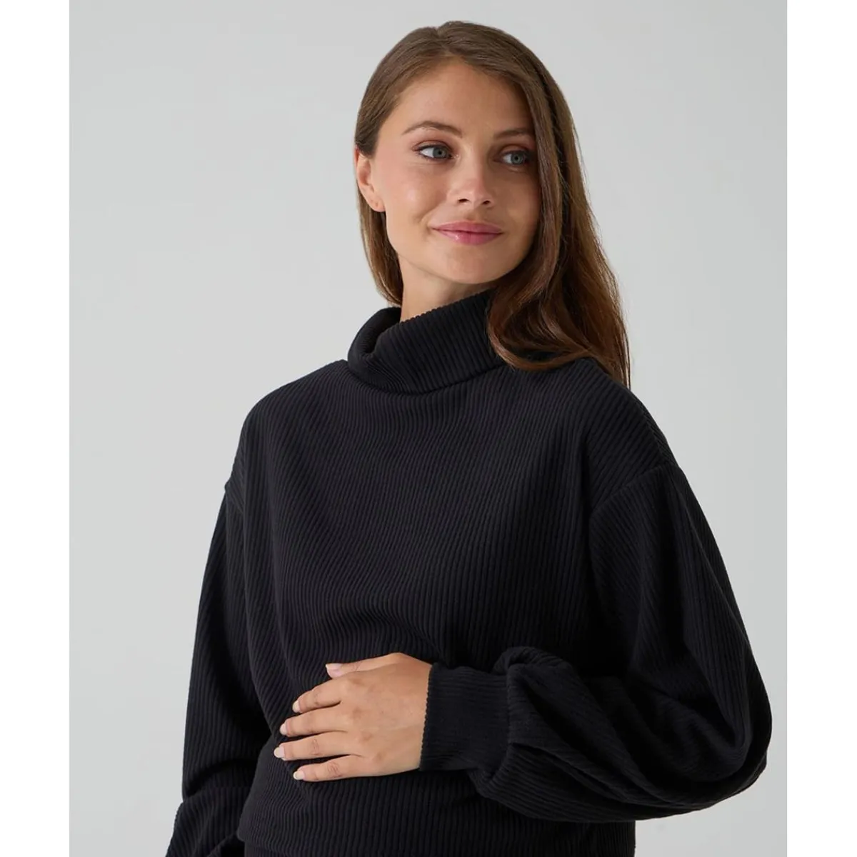 Discount Conjunto premamá de punto negro con falda y jersey Premamá·Moda