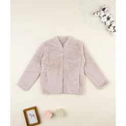 Cárdigan bata de niña rosa en pelo suave*Prenatal Sale