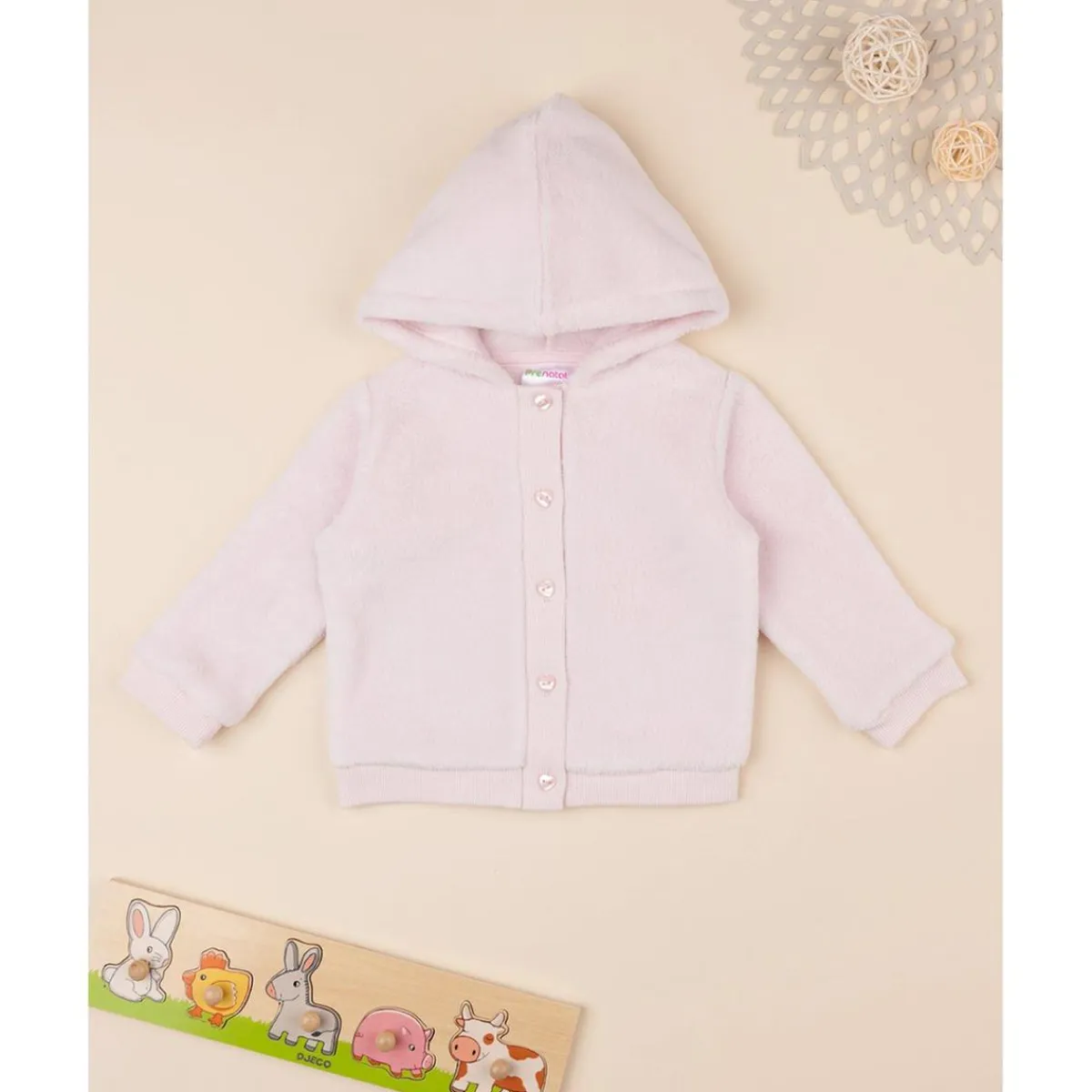 Cárdigan de peluche rosa para bebé*Prenatal