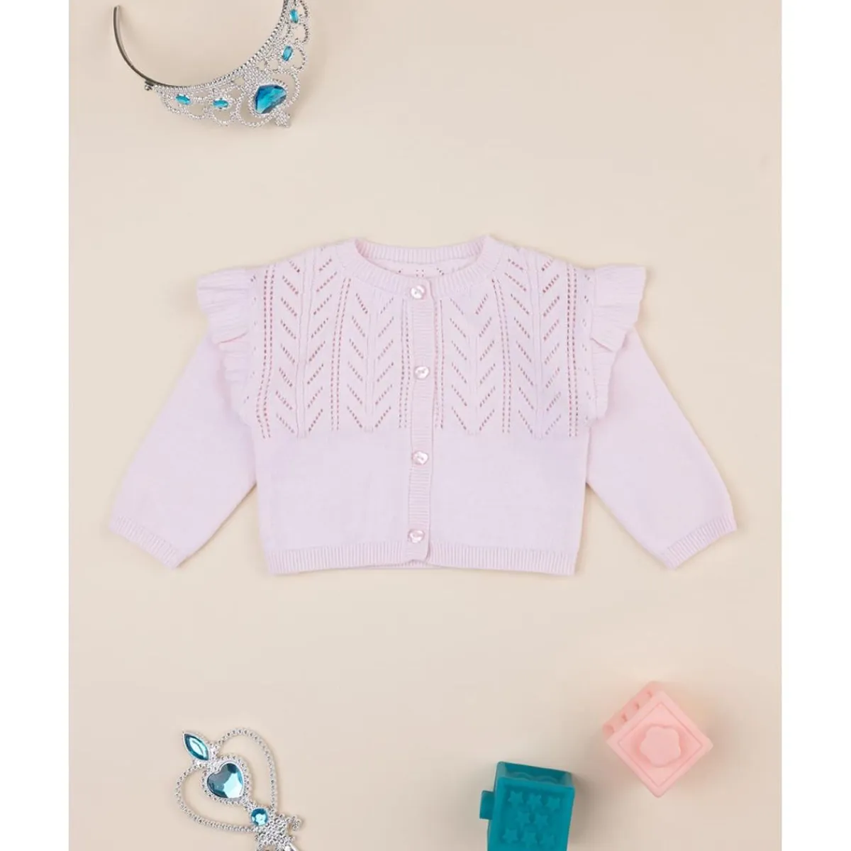 Cárdigan niña rosa con volantes*Prenatal Sale
