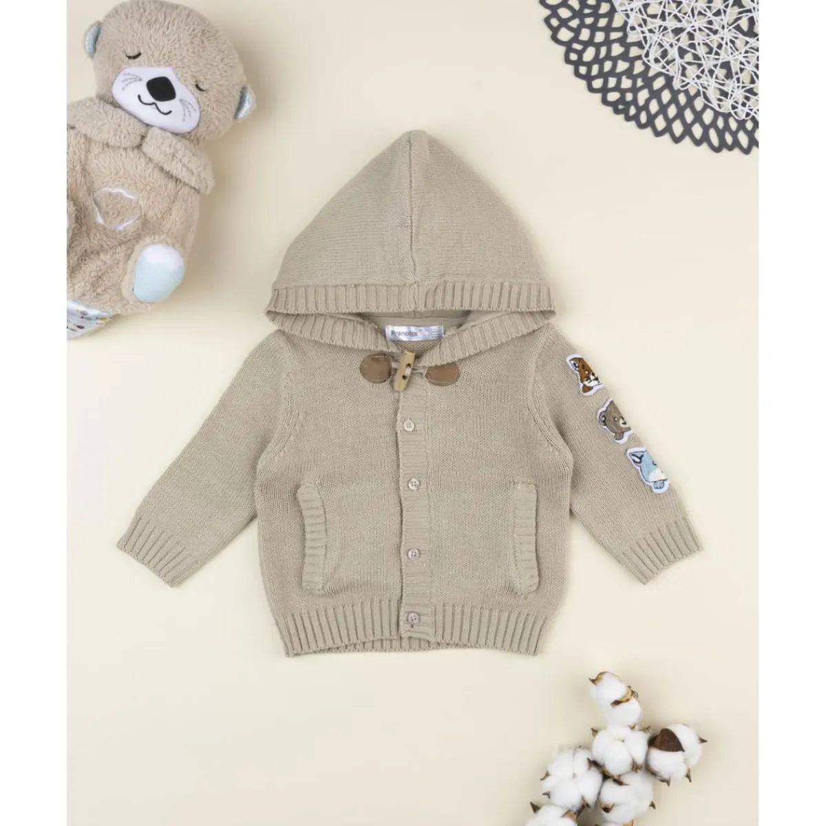 Cárdigan niño beige con capucha*Prenatal New