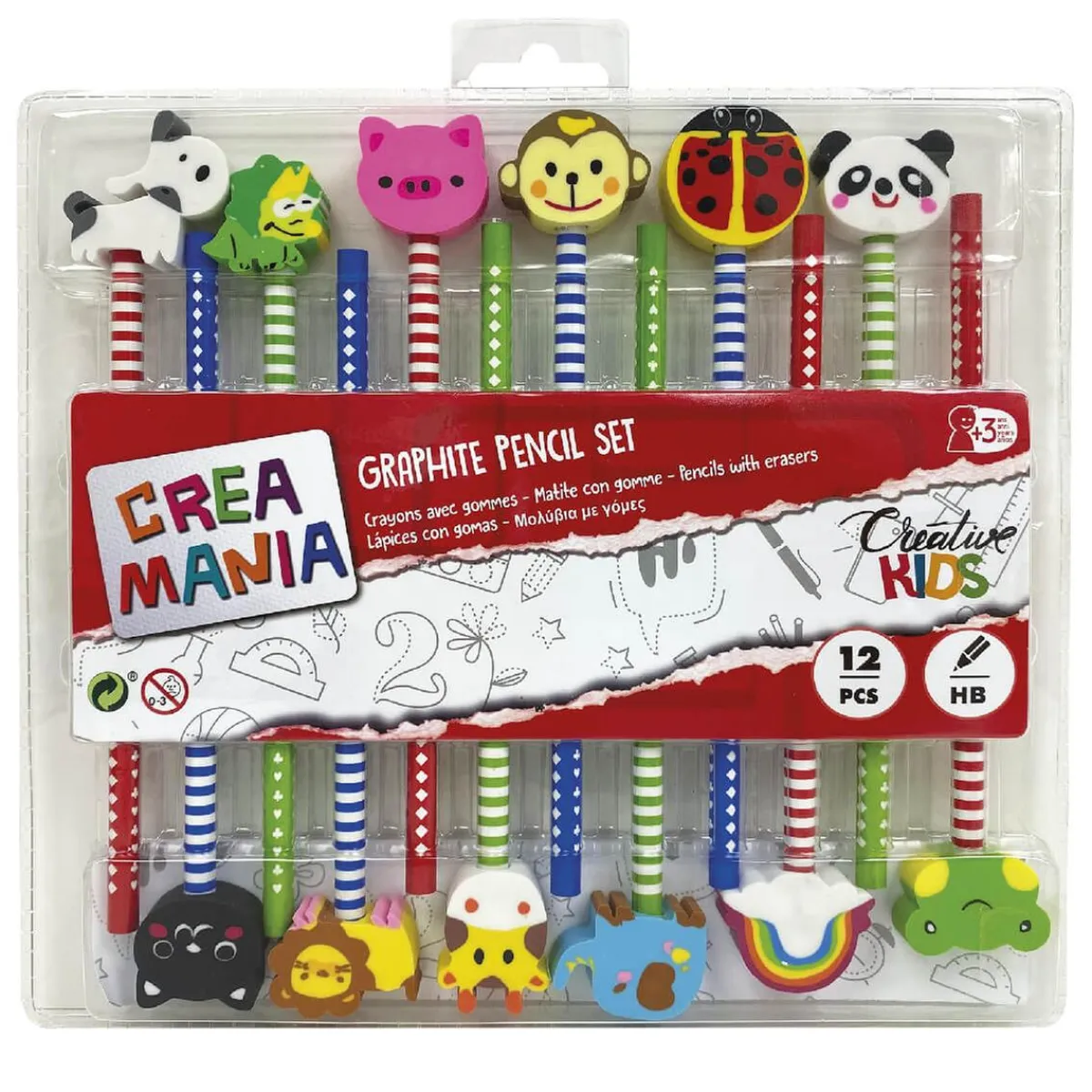 Creamania - Set de 12 lápices con goma de borrar*CREAMANIA UNISEX Discount