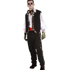 New Disfraz adulto Catrin Pancho con pajarita y chaleco impreso ㅤ Disfraces|Halloween