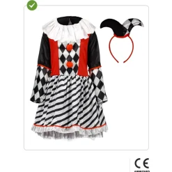 Hot Disfraz de Arlequín para niña 10-12 años Halloween|Disfraces