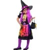 Disfraz de bruja con vestido impreso, sombrero y bolso para fiestas y carnaval ㅤ Disfraces|Halloween