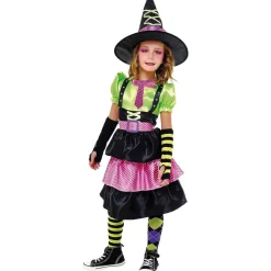 Disfraz de bruja con vestido, cinturón, tirantes y sombrero para Halloween y Carnaval*RUBIE'S Clearance