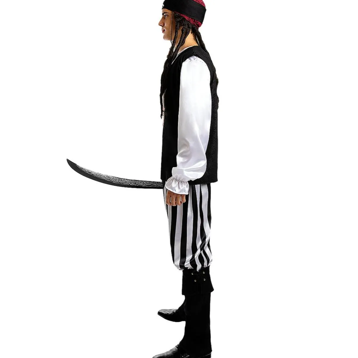 Online Disfraz de pirata a rayas para hombre - Colección blanca y negra L Disfraces|Halloween