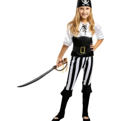 Disfraz de pirata a rayas para niña- Colección blanca y negra 7-9 años*Funidelia Online