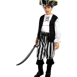New Disfraz de pirata a rayas para niño- Colección blanca y negra 5-6 años Halloween|Disfraces