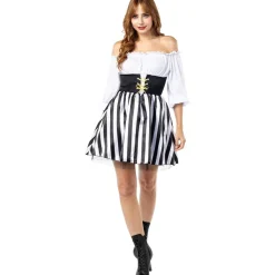 Disfraz de Pirata a rayas para mujer - Colección blanco y negro - Talla XS*Funidelia