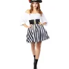 Hot Disfraz de Pirata a rayas para mujer - Colección blanco y negro - Talla M Disfraces|Halloween