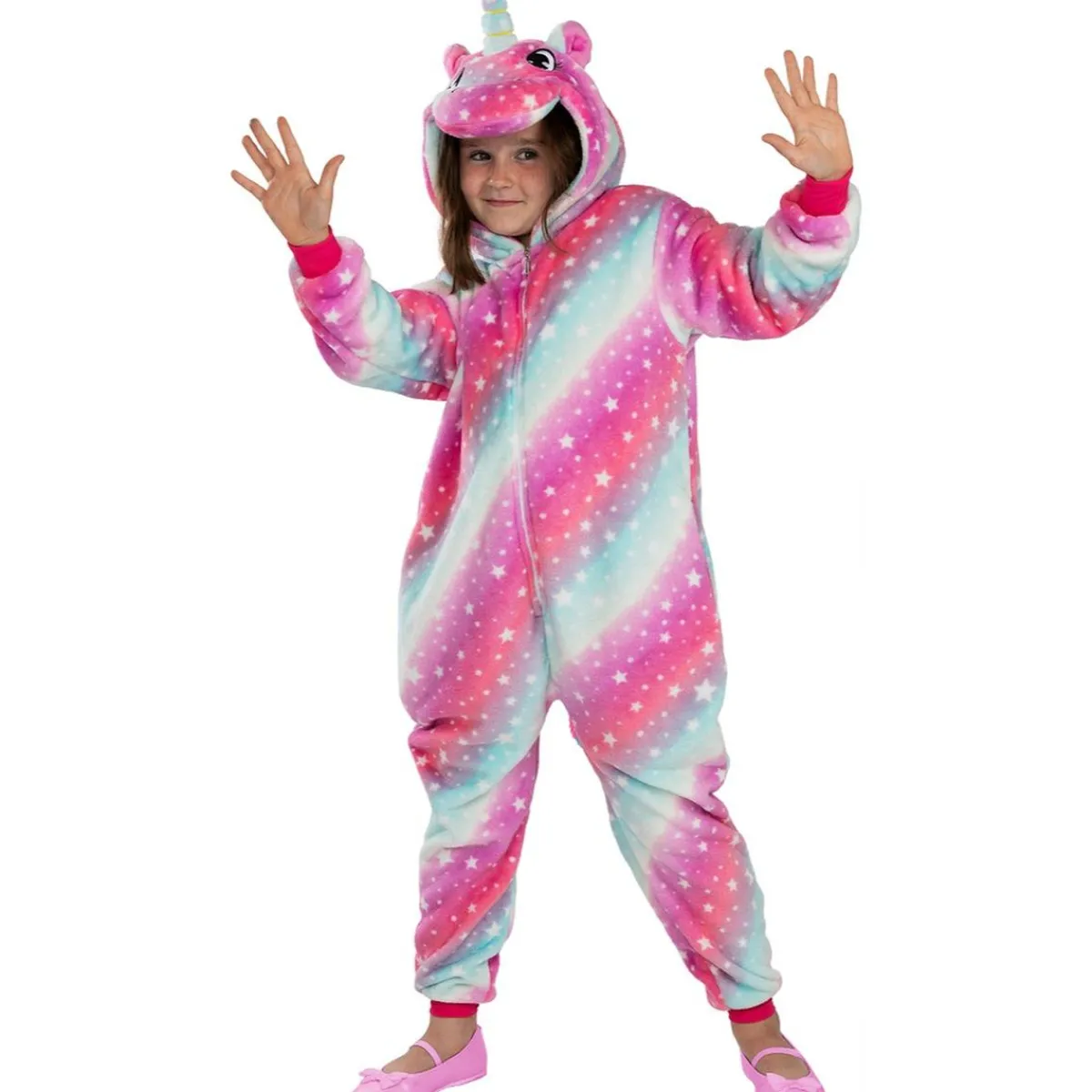 Online Disfraz de unicornio multicolor onesie para niños 10-12 años Halloween|Disfraces