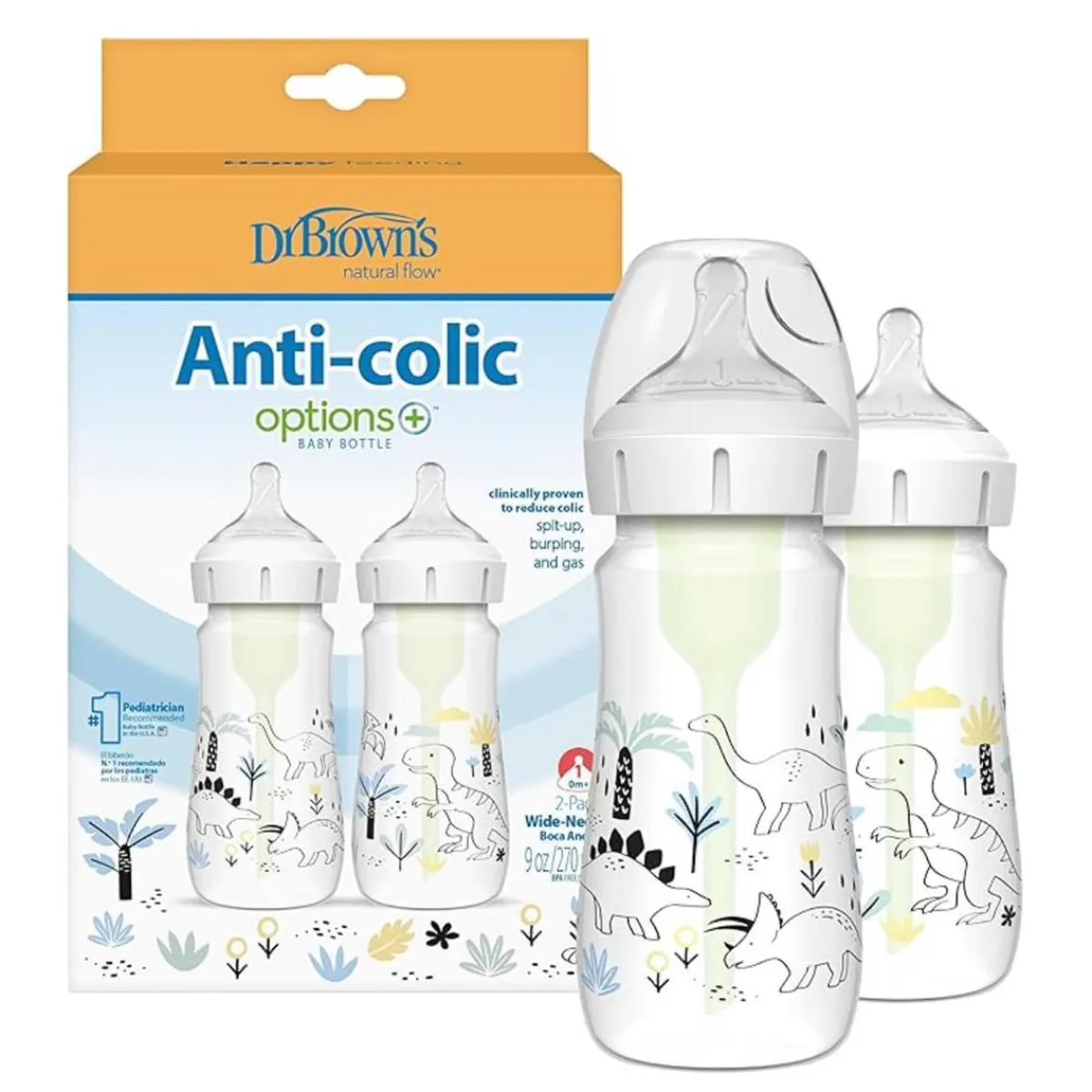 Sale - Pack 2 Biberones Options+ Boca Ancha 270ml - Dinosaurios Biberones Y Chupetes·Biberones