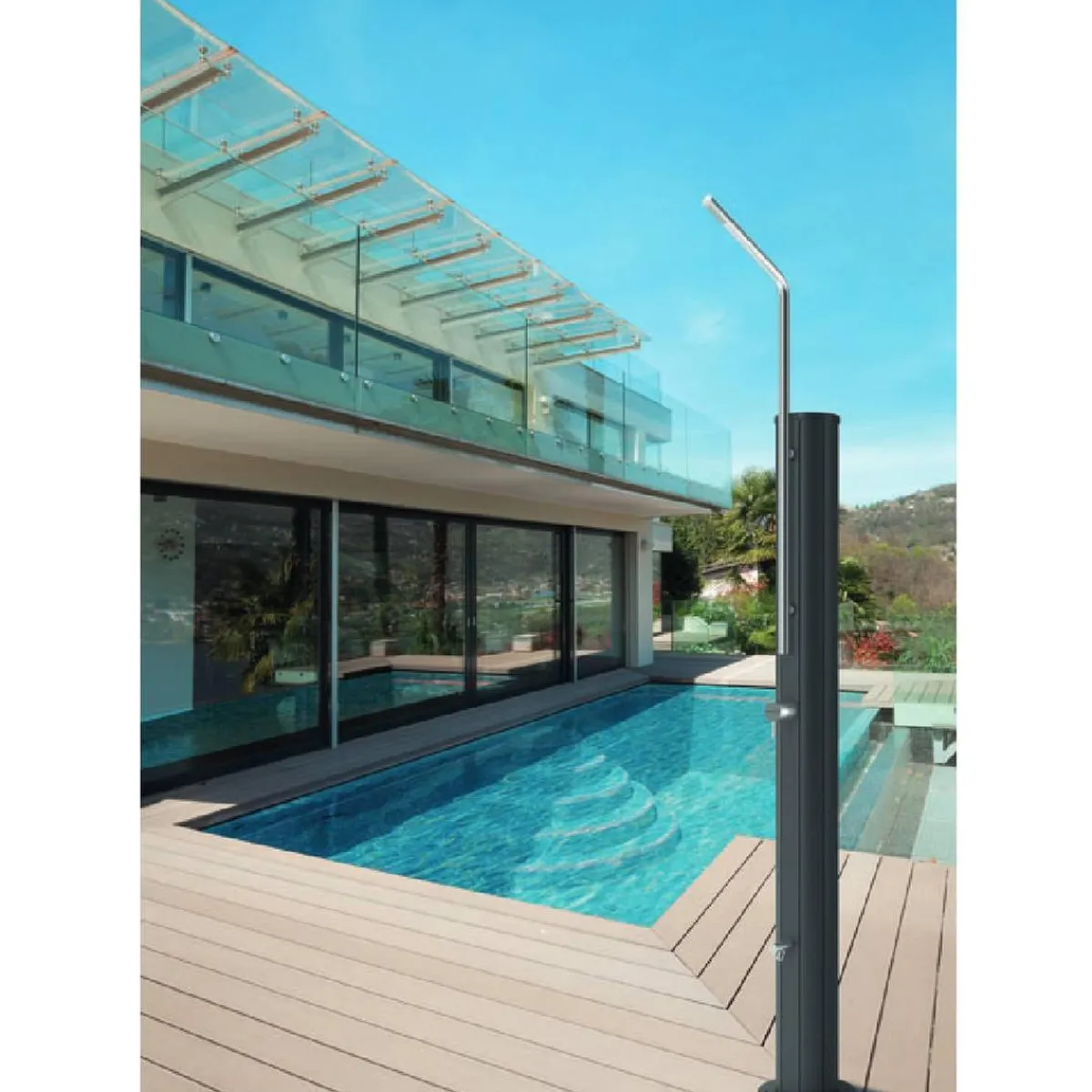 Ducha solar aluminio acabado negro 30L*GRE Online