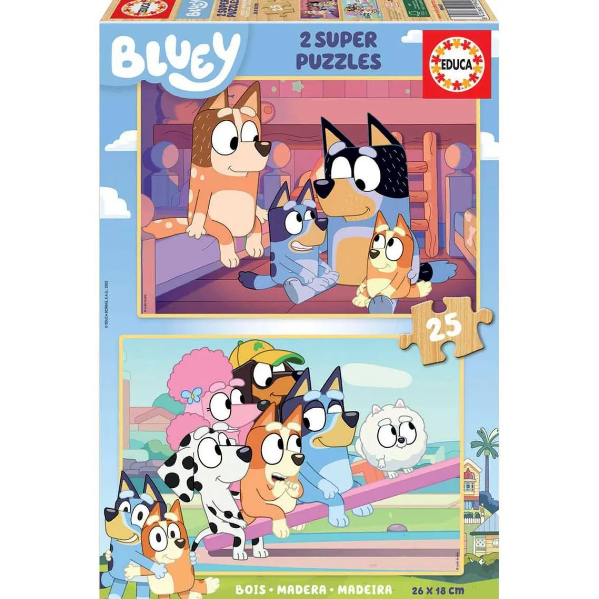 - Bluey - 2 Puzzles de madera 25 piezas Juegos Y Puzzles