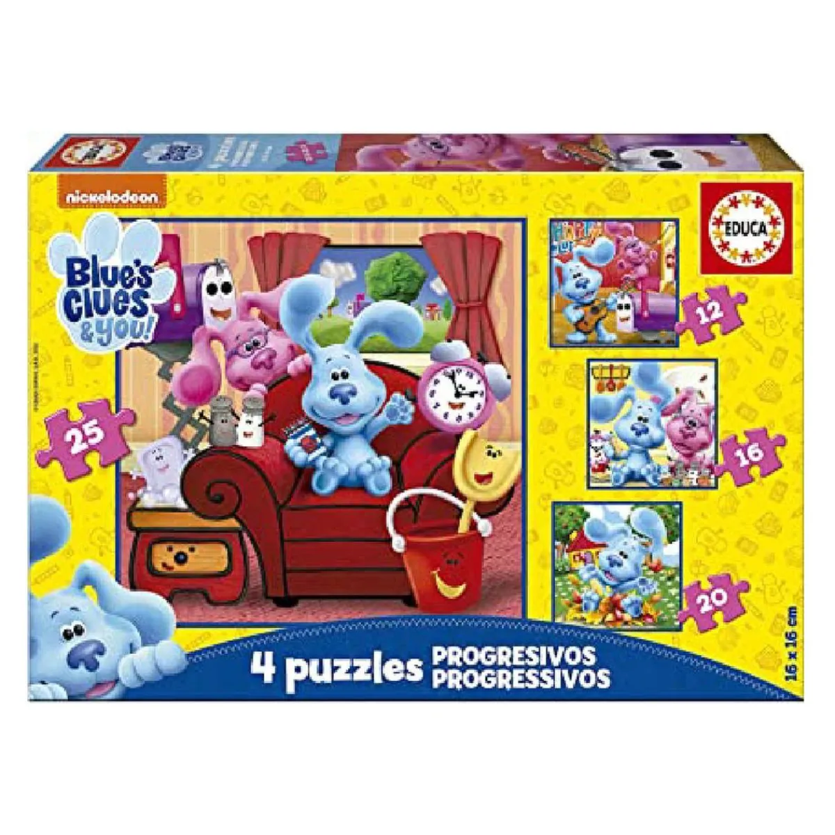Educa Borrás - Las pistas de Blue - Pack de 4 puzzles progresivos*EDUCA BORRAS New