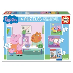 Outlet Educa Borrás - Peppa Pig - Pack 4 Puzzles Progresivos Juegos Y Puzzles