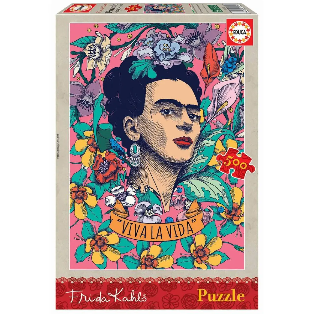 Discount Educa Borrás - Viva la Vida, Frida Kahlo - Puzzle 500 piezas Juegos Y Puzzles