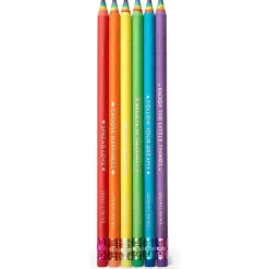 Energía - Juego de 6 lápices HB arco iris con frases inspiracionales y goma en la base ㅤ*TOYS "R" US New