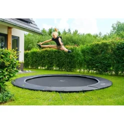 Outlet Exit - Cama elástica de suelo Dynamic 366 cm negro con perímetro de seguridad Camas Elásticas