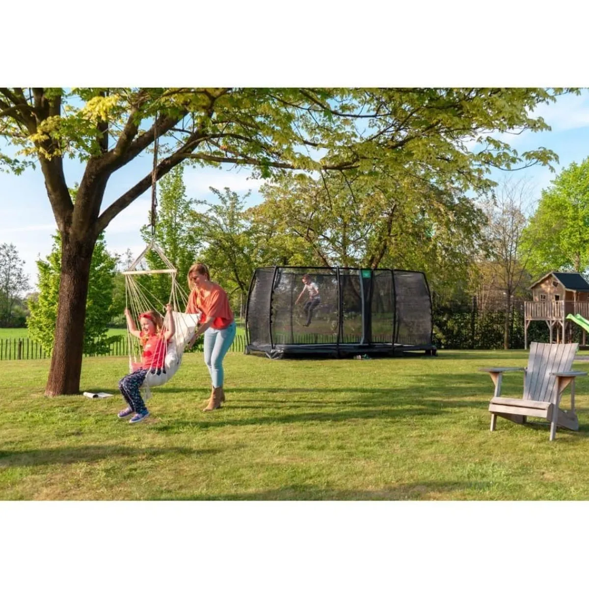 Outlet Exit - Cama elástica de suelo Allure Classic 214 x 366 cm negro Camas Elásticas