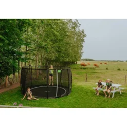 Exit - Cama elástica de suelo Dynamic 366 cm negro con red de seguridad*Exit Toys Online