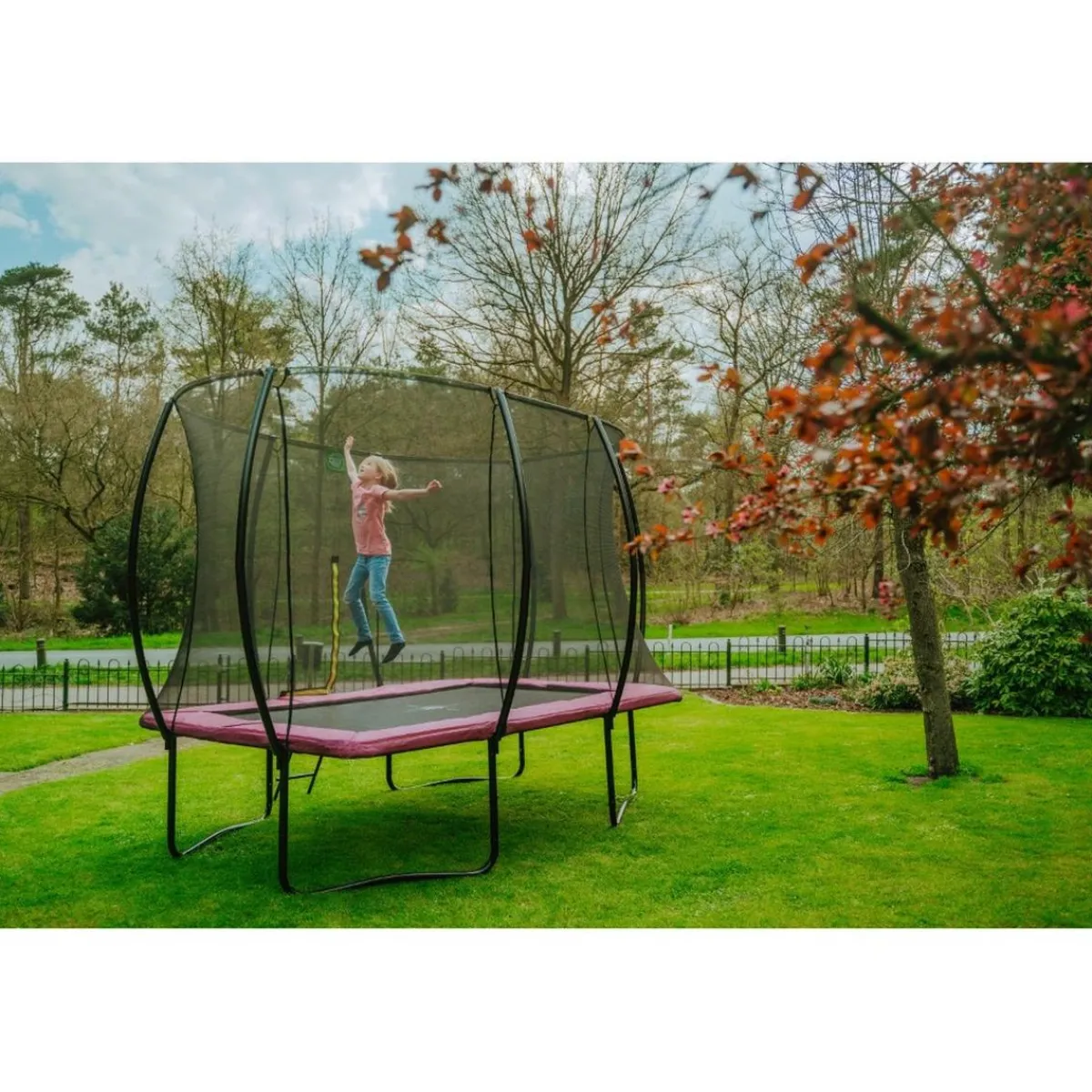 Outlet Exit - Cama elástica Silhouette rectangular rosa 214 cm Camas Elásticas