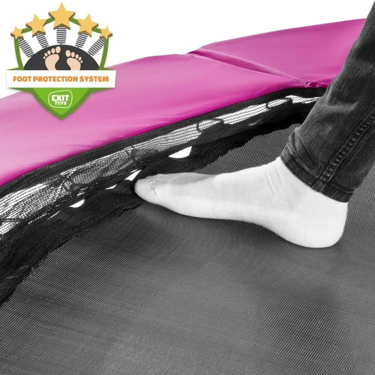 Exit - Cama elástica Silhouette redonda de suelo rosa 244 cm*Exit Toys Discount