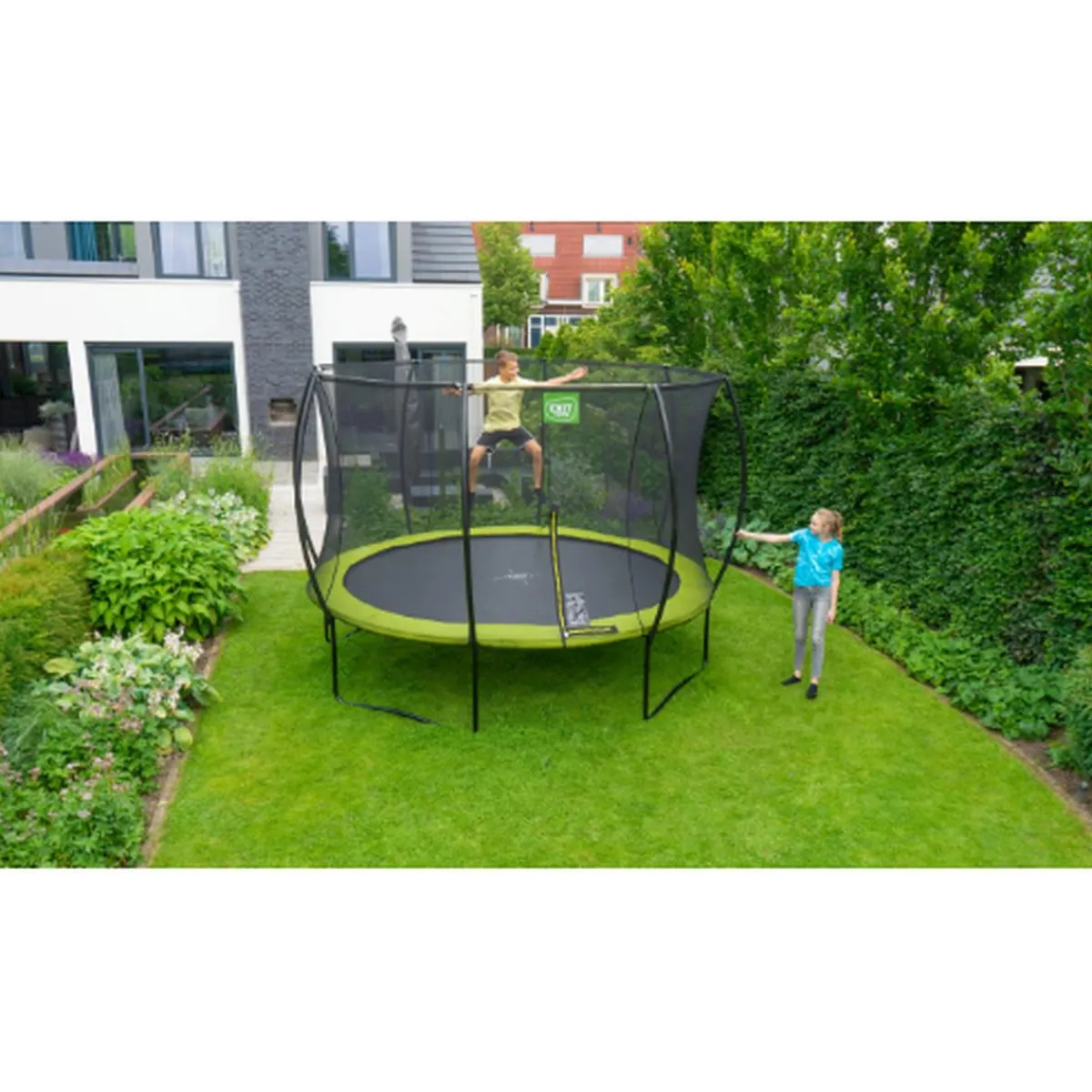 Hot Exit - Cama elástica Silhouette redonda verde 305 cm Camas Elásticas