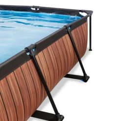 New Exit - Piscina aspecto madera 220 x 150 x 60 cm con bomba de filtro y cúpula Piscinas|Juguetes De Verano