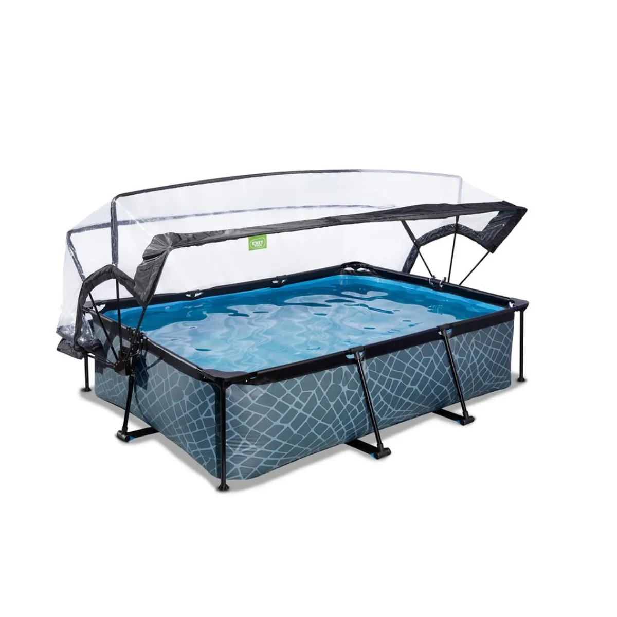 Exit - Piscina aspecto piedra 220 x 150 x 60 cm con bomba de filtro y cúpula*Exit Toys