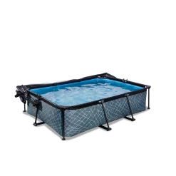 Exit - Piscina aspecto piedra 220 x 150 x 60 cm con bomba de filtro y cúpula*Exit Toys