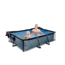 Exit - Piscina aspecto piedra 220 x 150 x 60 cm con bomba de filtro y cúpula*Exit Toys