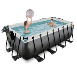 Discount Exit - Piscina Black Leather 400 x 200 x 122 cm con filtro de arena y cúpula Piscinas|Juguetes De Verano