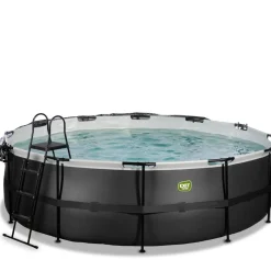 New Exit - Piscina Black Leather diámetro 488 x 122 cm con filtro de arena y cúpula Piscinas|Juguetes De Verano